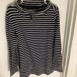 L.L. Bean womens boatneck blue/white striped knit top size large